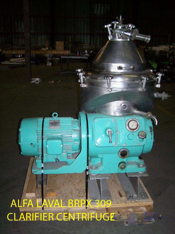 Reconditioned Alfa Laval BRPX 309 Self Cleaning, High Sped disc bowl centrifugal separator with deep sludge cover